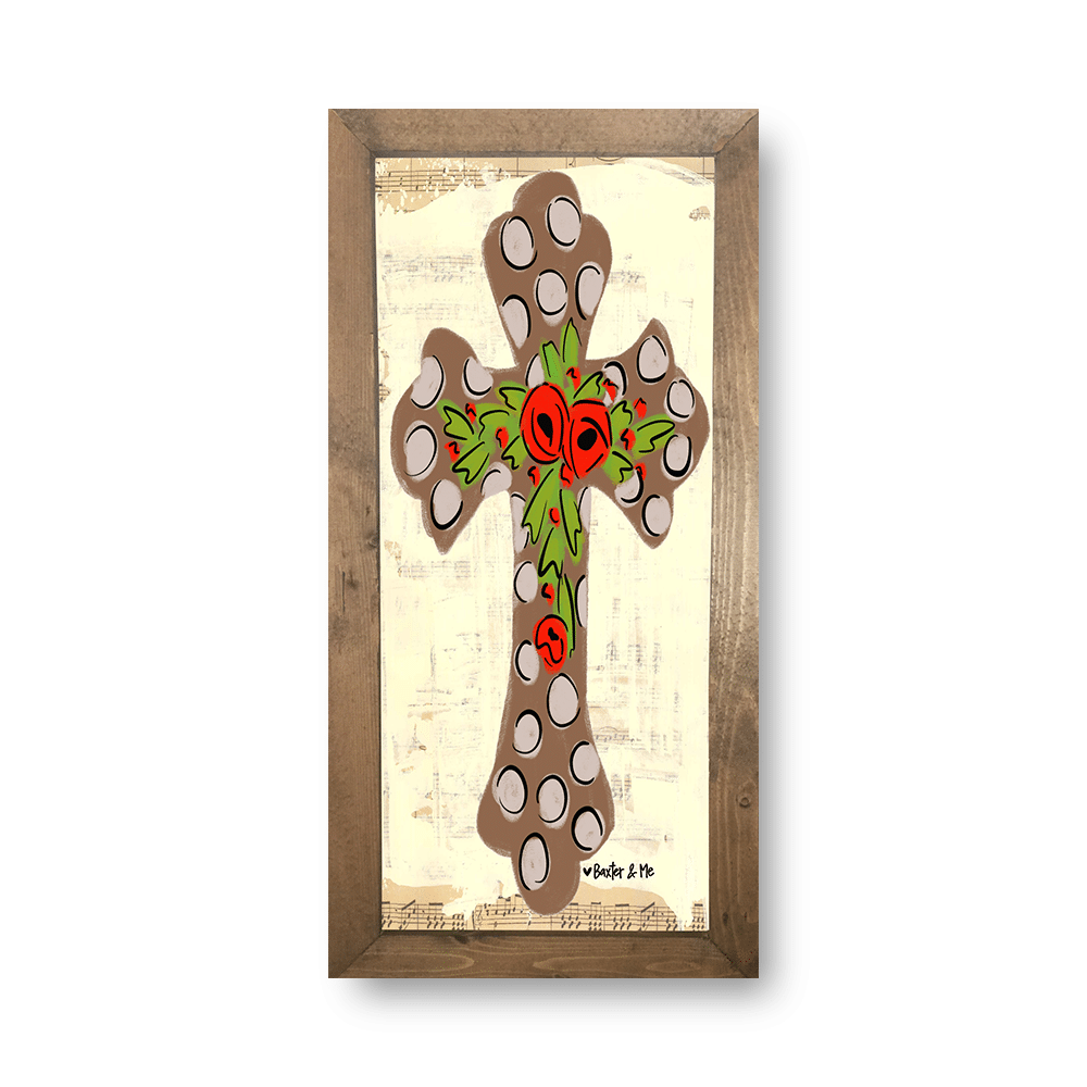 Polka Dot Cross - Framed Art