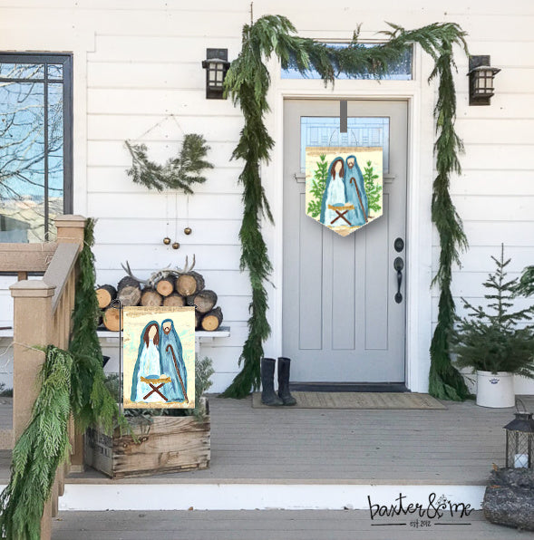 Simple Nativity Garden Flag