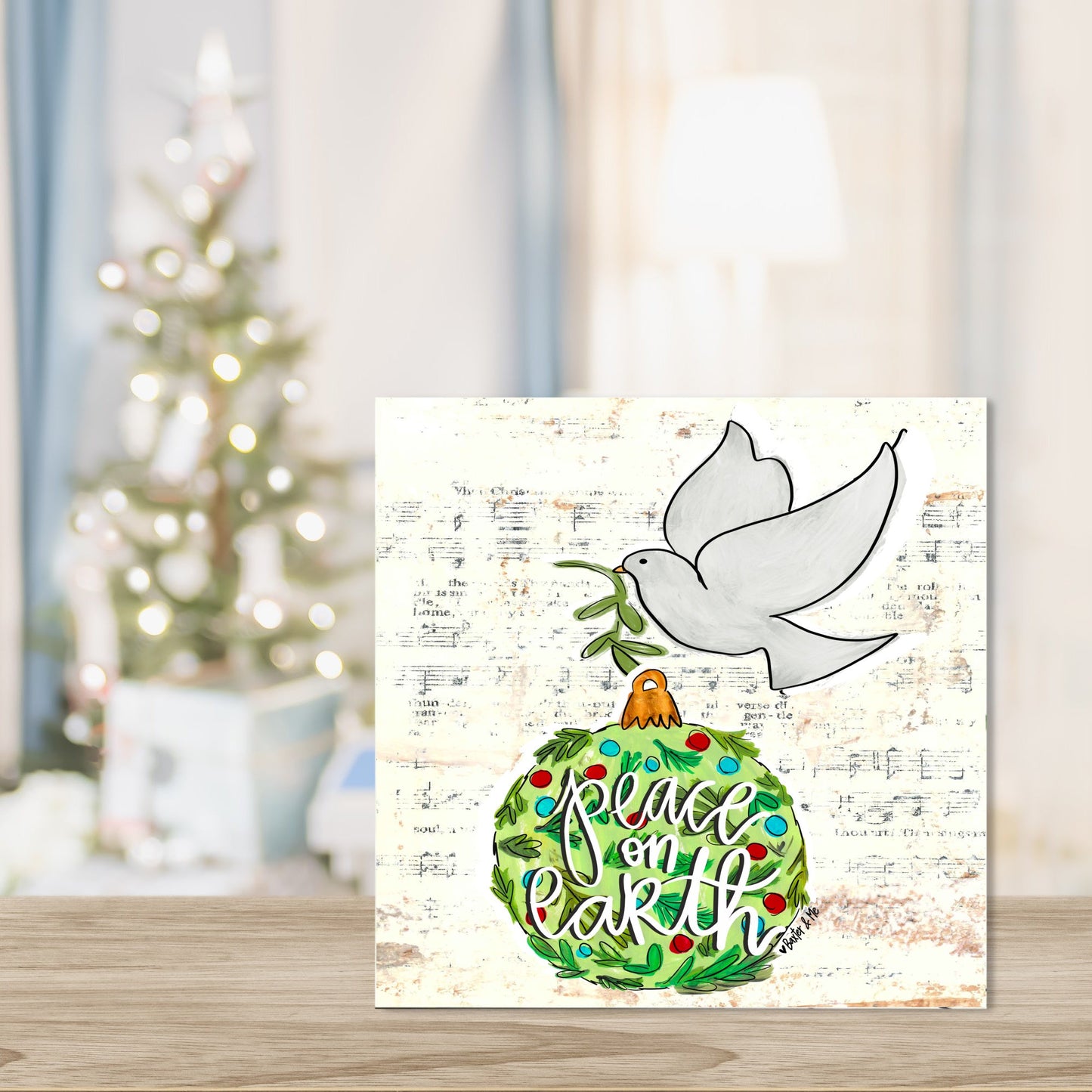 Peace on Earth Dove Ornament Wrapped Canvas