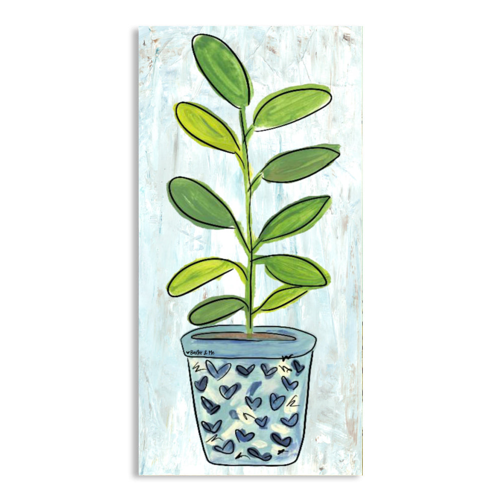 Blue Planter Wrapped Canvas