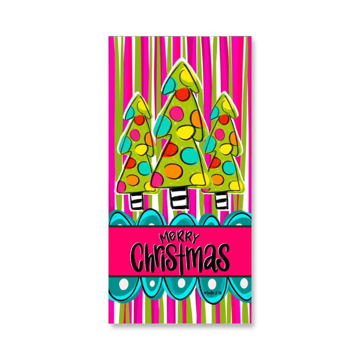 Funky Striped Christmas Tree Trio Wrapped Canvas