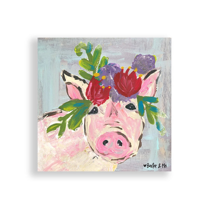 Boho Pig - Wrapped Canvas
