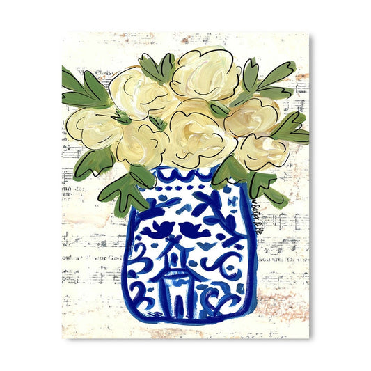 Blue Willow Vase - Wrapped Canvas