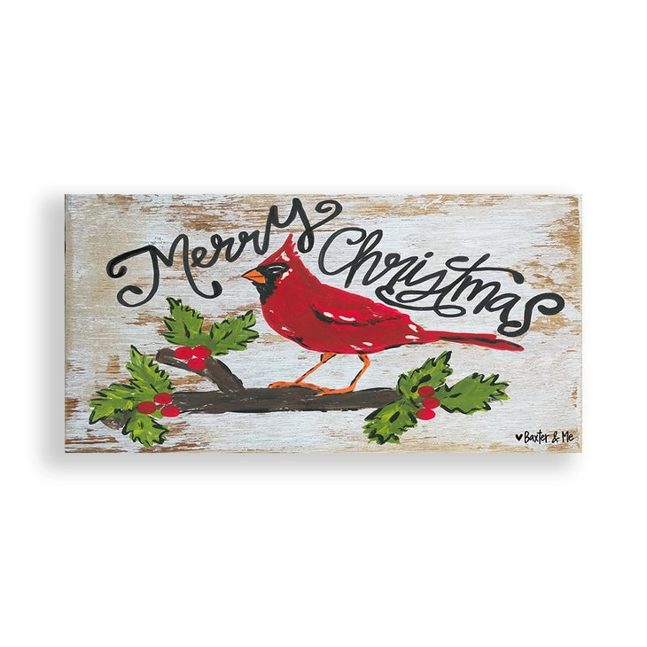 Merry Christmas Cardinal - Wrapped Canvas