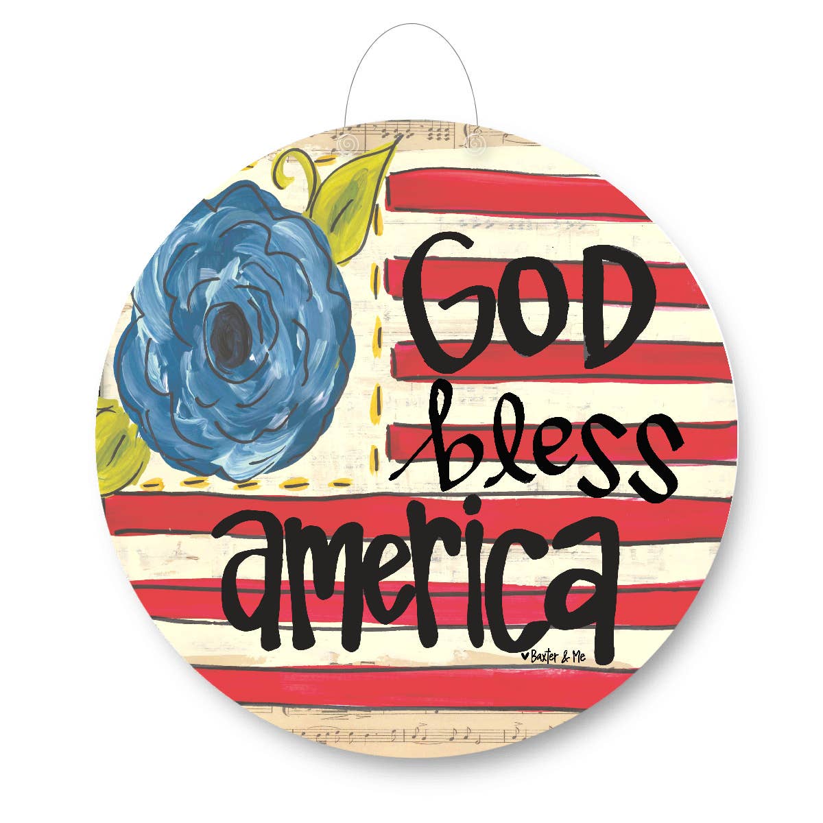 God Bless America Flag Door Hanger