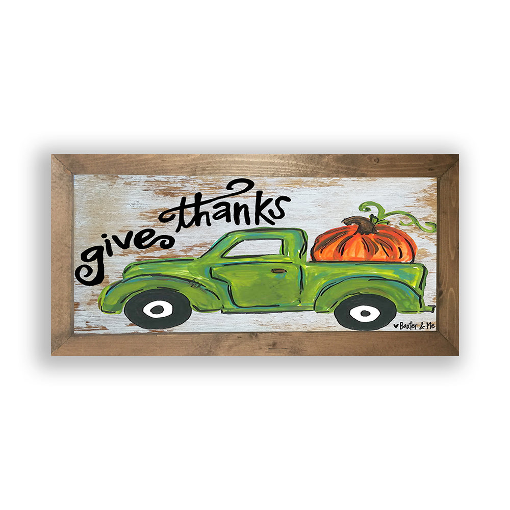 Give Thanks Pumpkin Truck - Framed Art