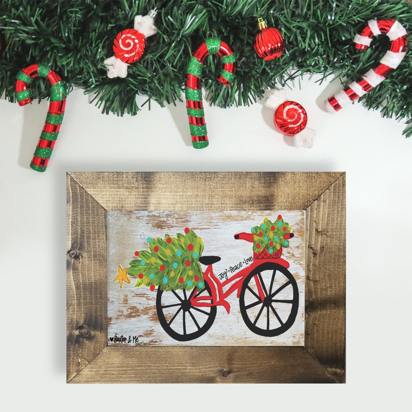 Joy Peace Love Bike - Framed Art, 8" x 10"
