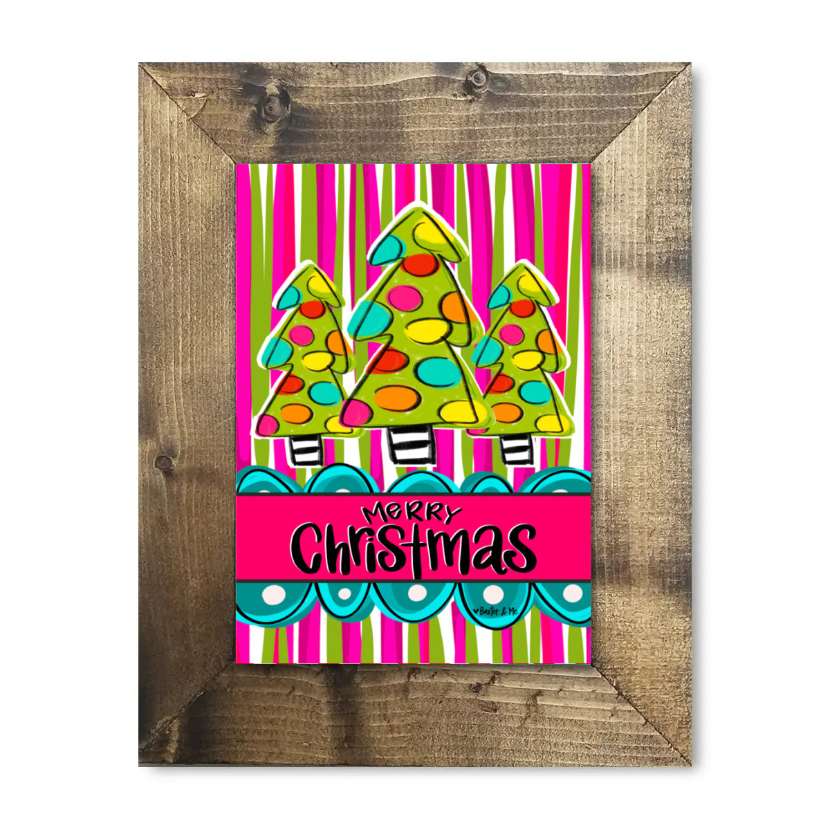 Funky Striped Christmas Tree Trio Framed Art