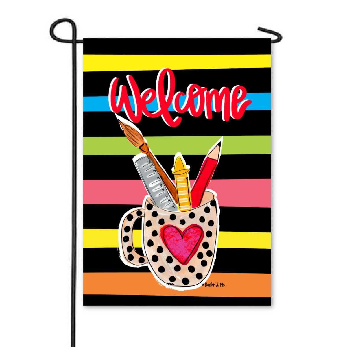 Welcome Teacher Supply Cup Garden Flag