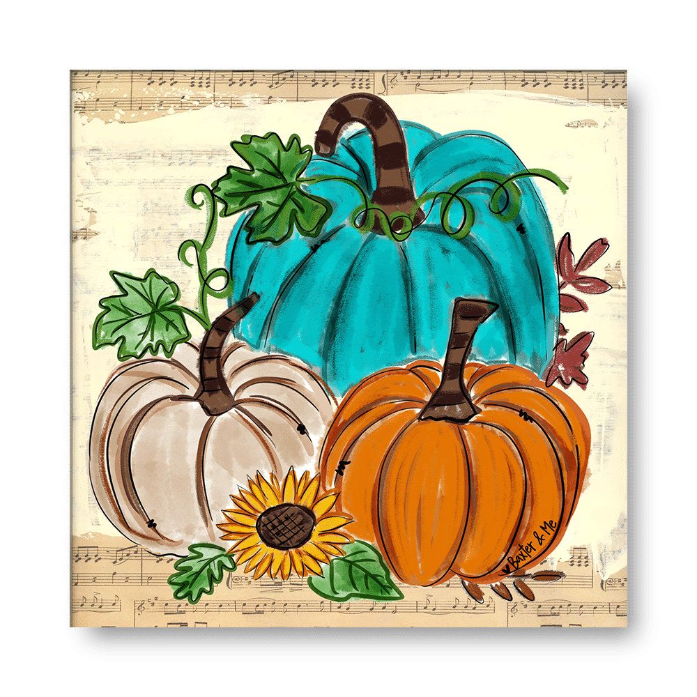 3 Pumpkins Wrapped Canvas Art