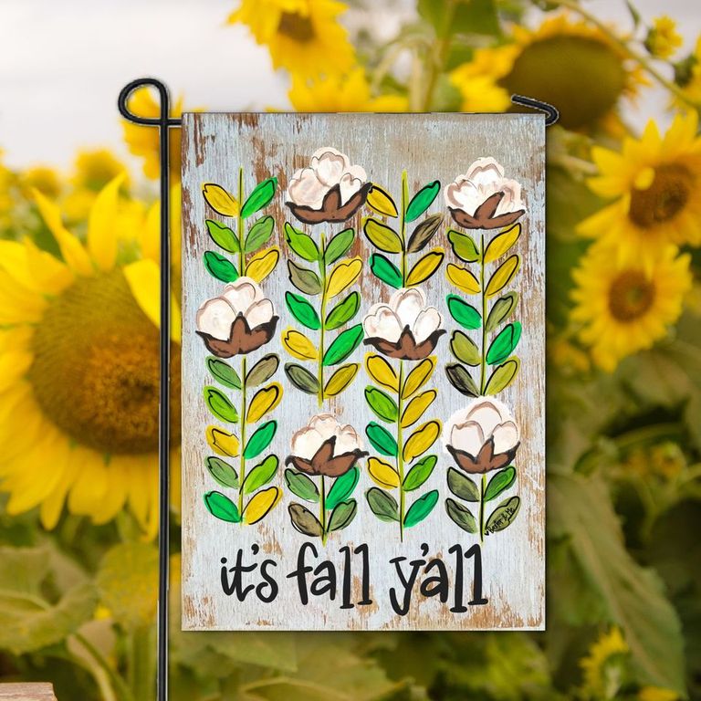 It's Fall Y'all Cotton Stem Garden Flag
