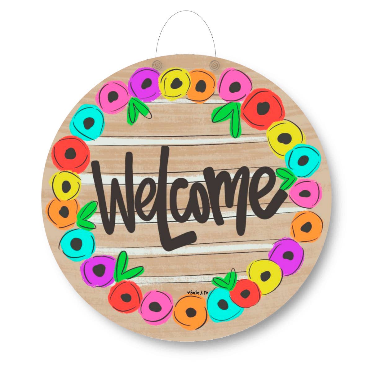 Welcome Flower Circle Door Hanger