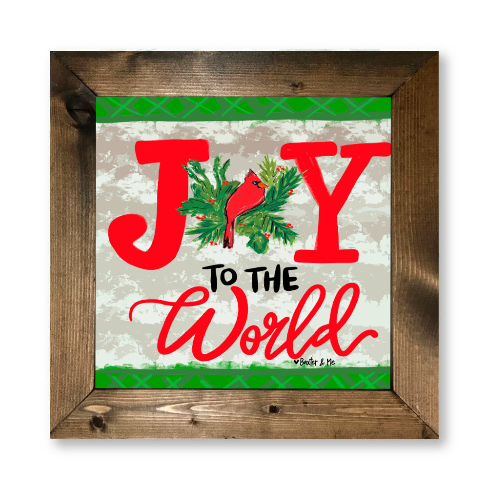 Joy to the World Red Bird Framed Art