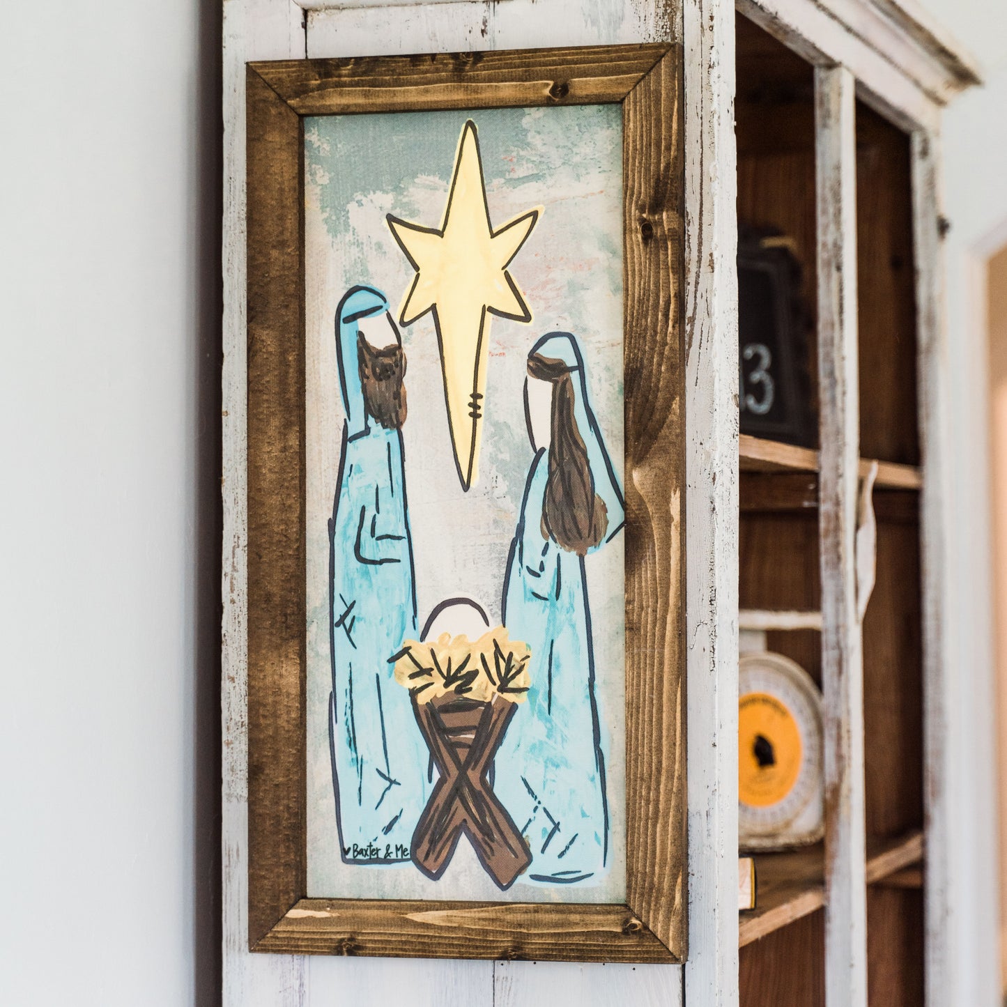 Blue Nativity - Framed Art