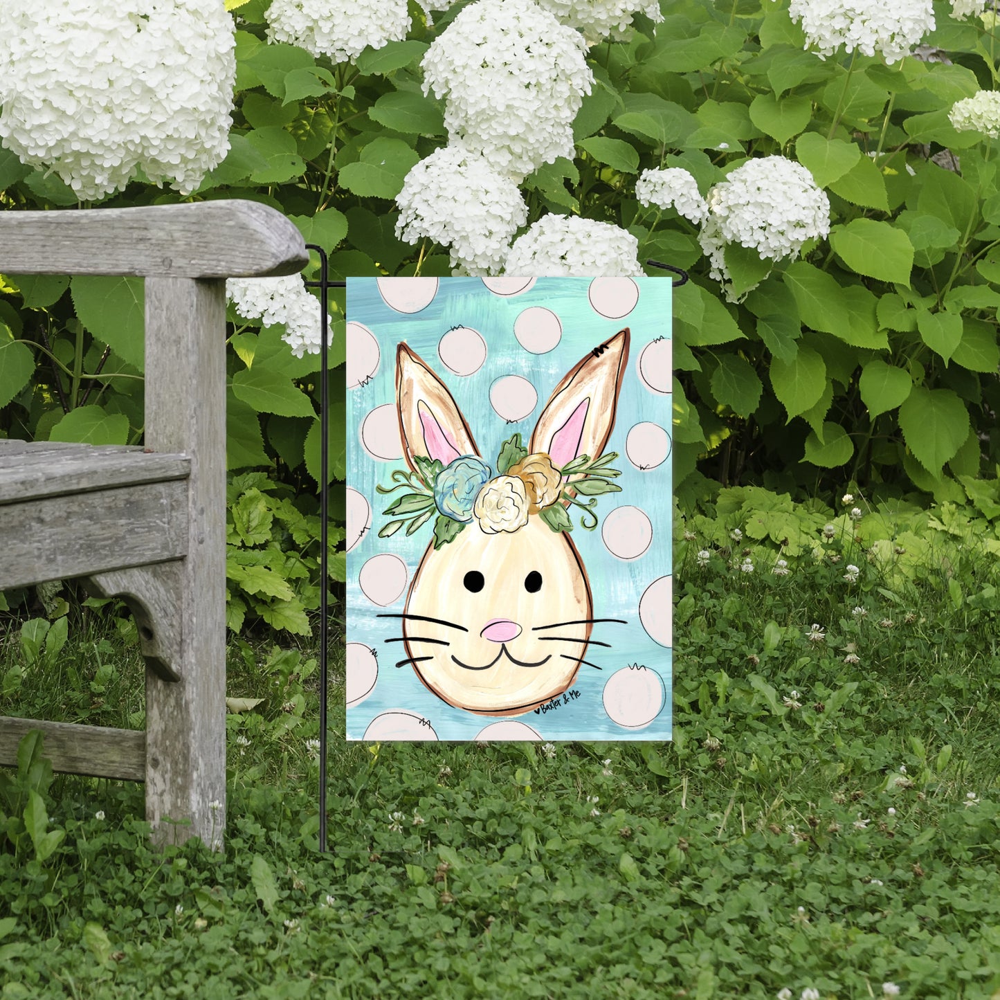 Polka Dot Bunny Garden Flag