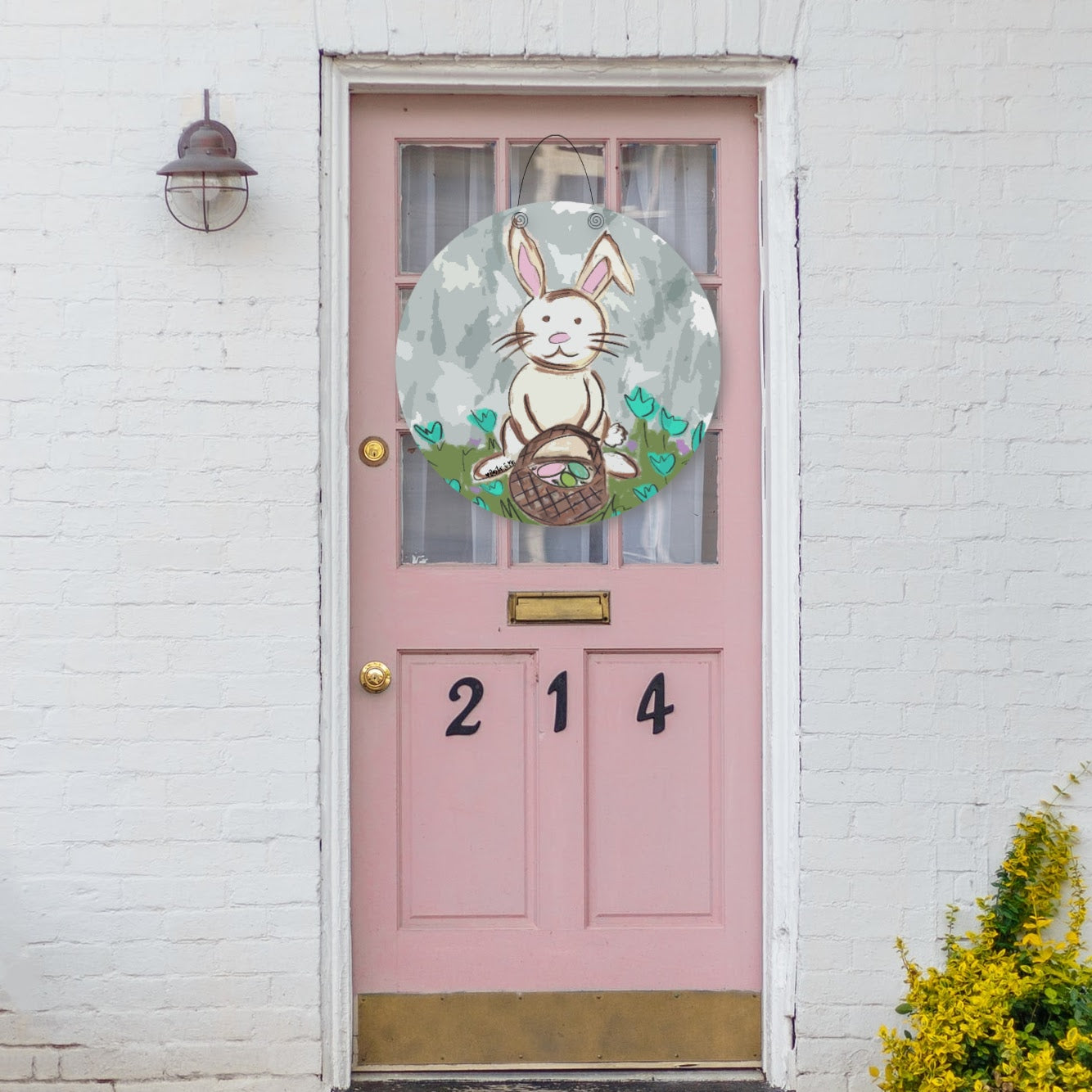 Bunny With Basket Door Hanger