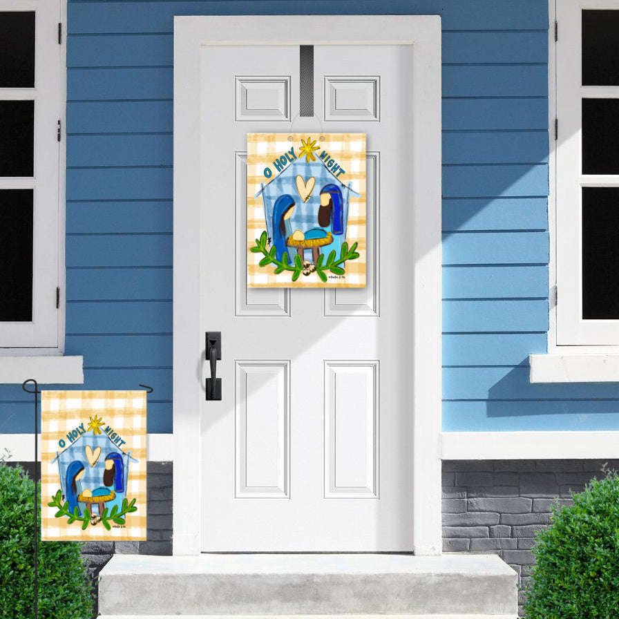 Nativity O Holy Night Cotton Door Hanger