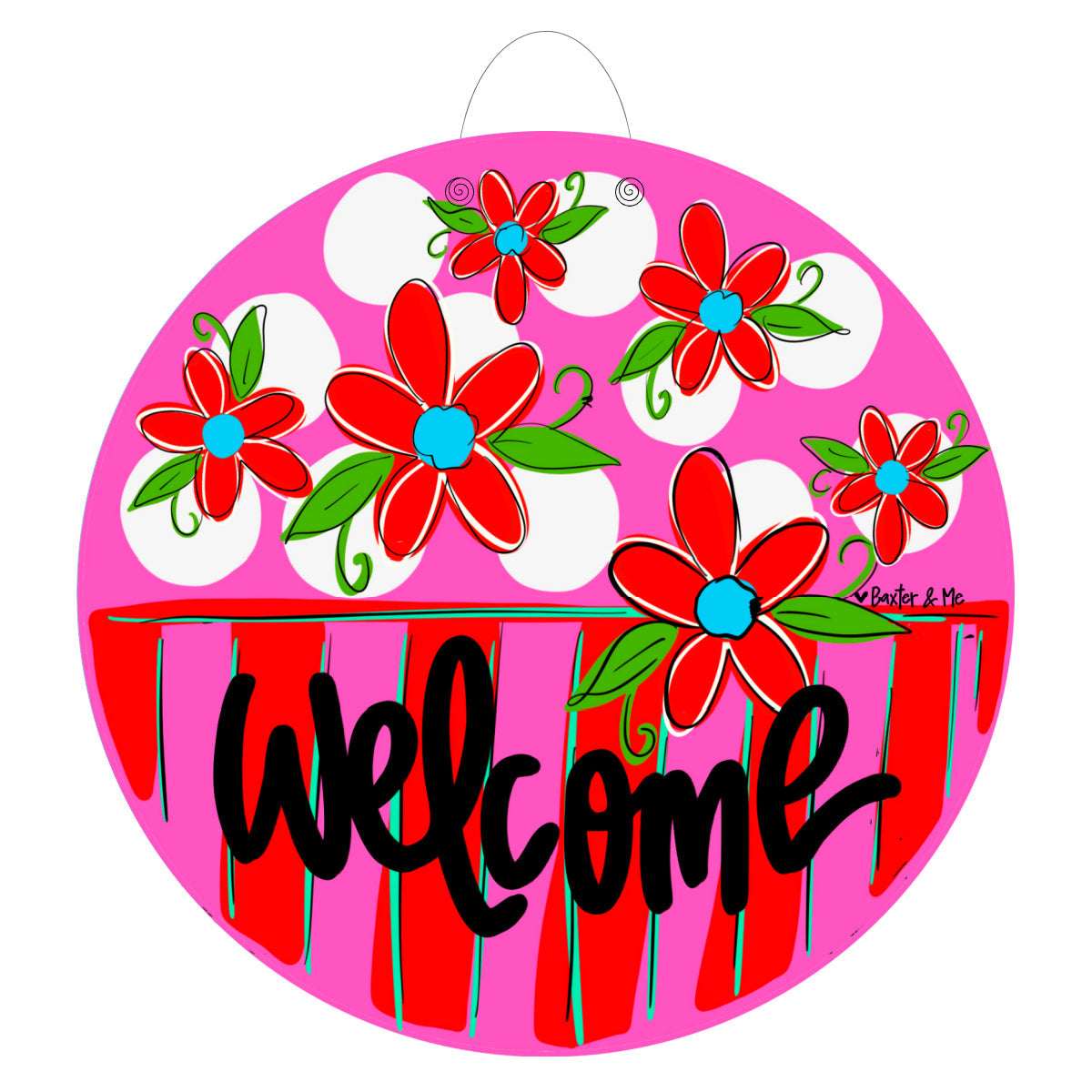 Welcome Valentine Floral Door Hanger