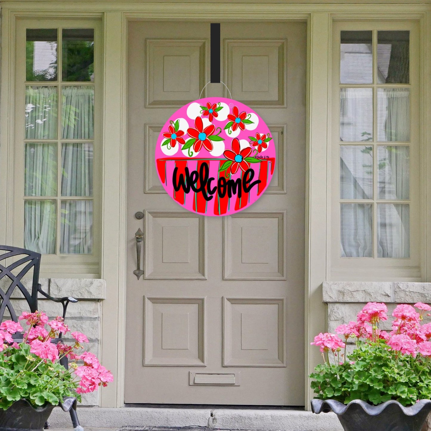 Welcome Valentine Floral Door Hanger