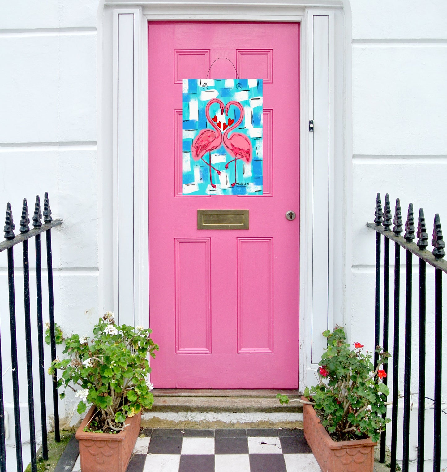 Flamingo Heart Door Hanger