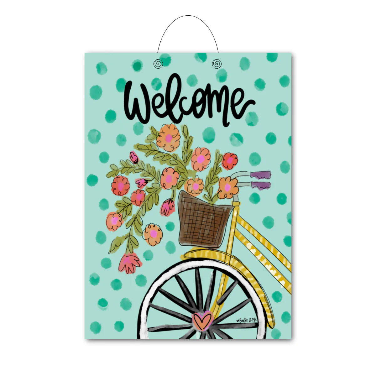 Welcome Yellow Bike Door Hanger
