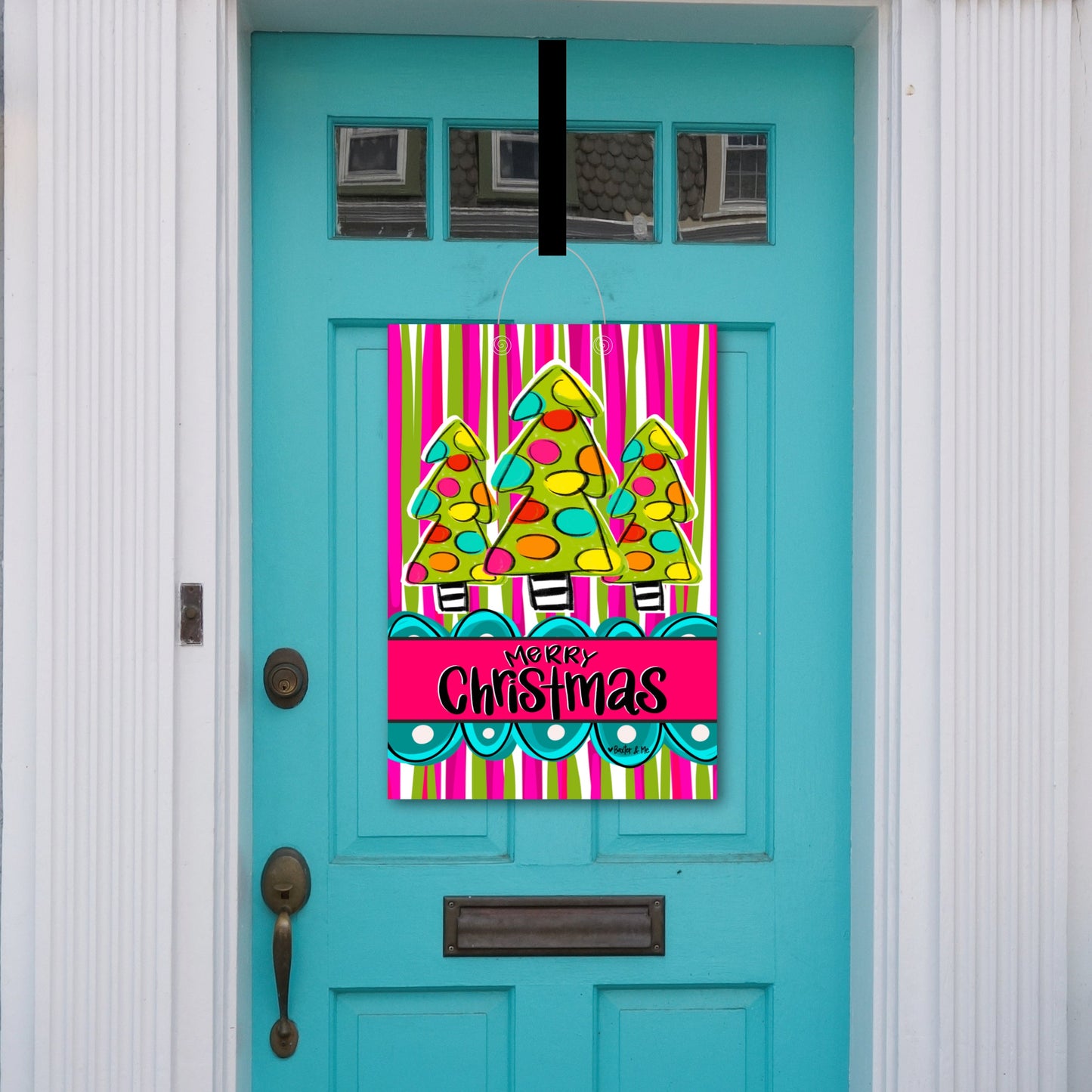 Funky Striped Christmas Tree Trio Door Hanger