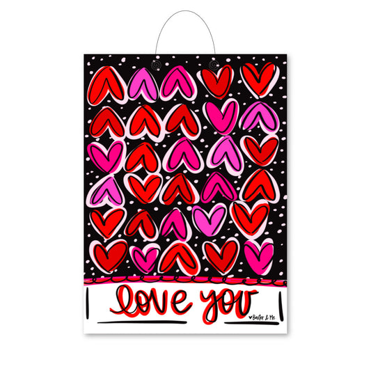 Love You Funky Hearts Door Hanger
