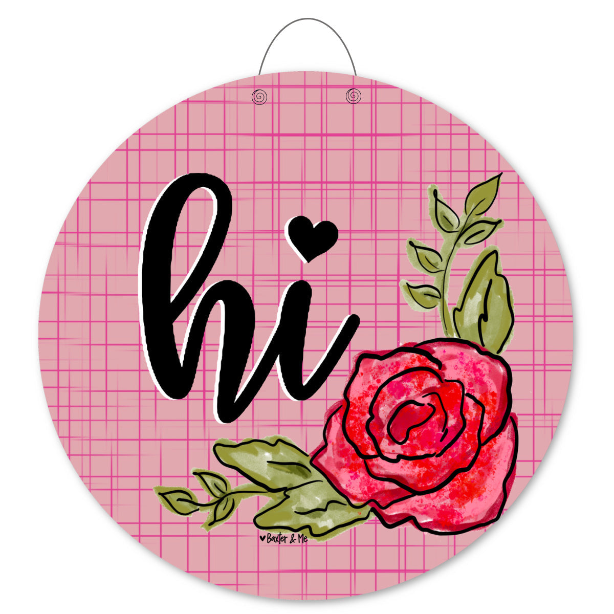 Hi Red Rose Door Hanger