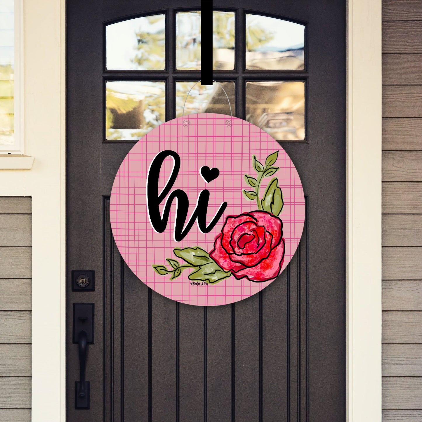Hi Red Rose Door Hanger
