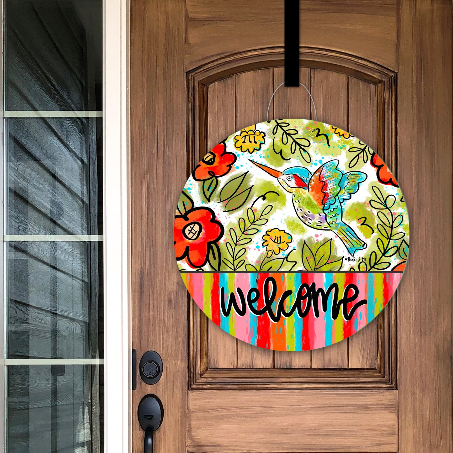 Hummingbird Floral Door Hanger