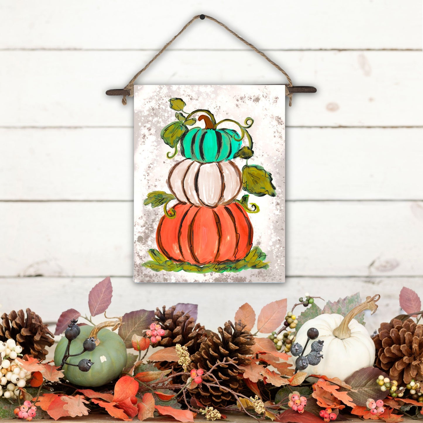Trio Stacked Pumpkin Mini Wall Hanging