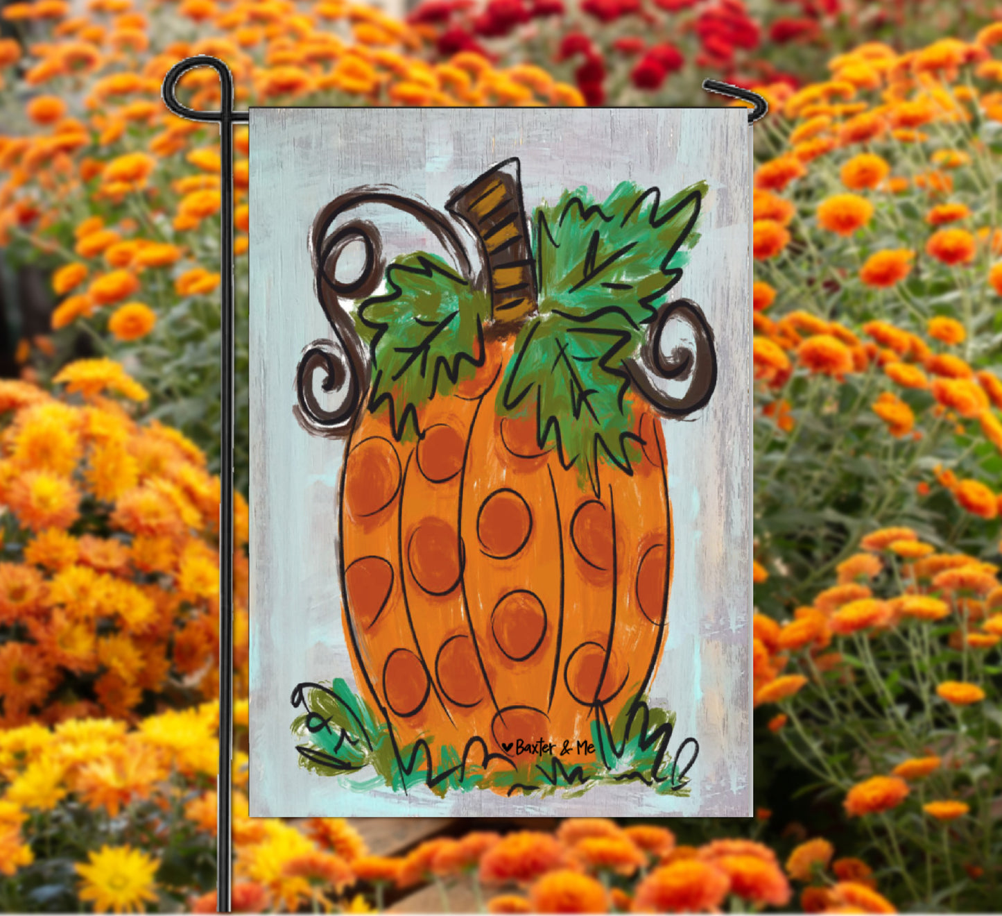 Polka Dot Pumpkin Garden Flag