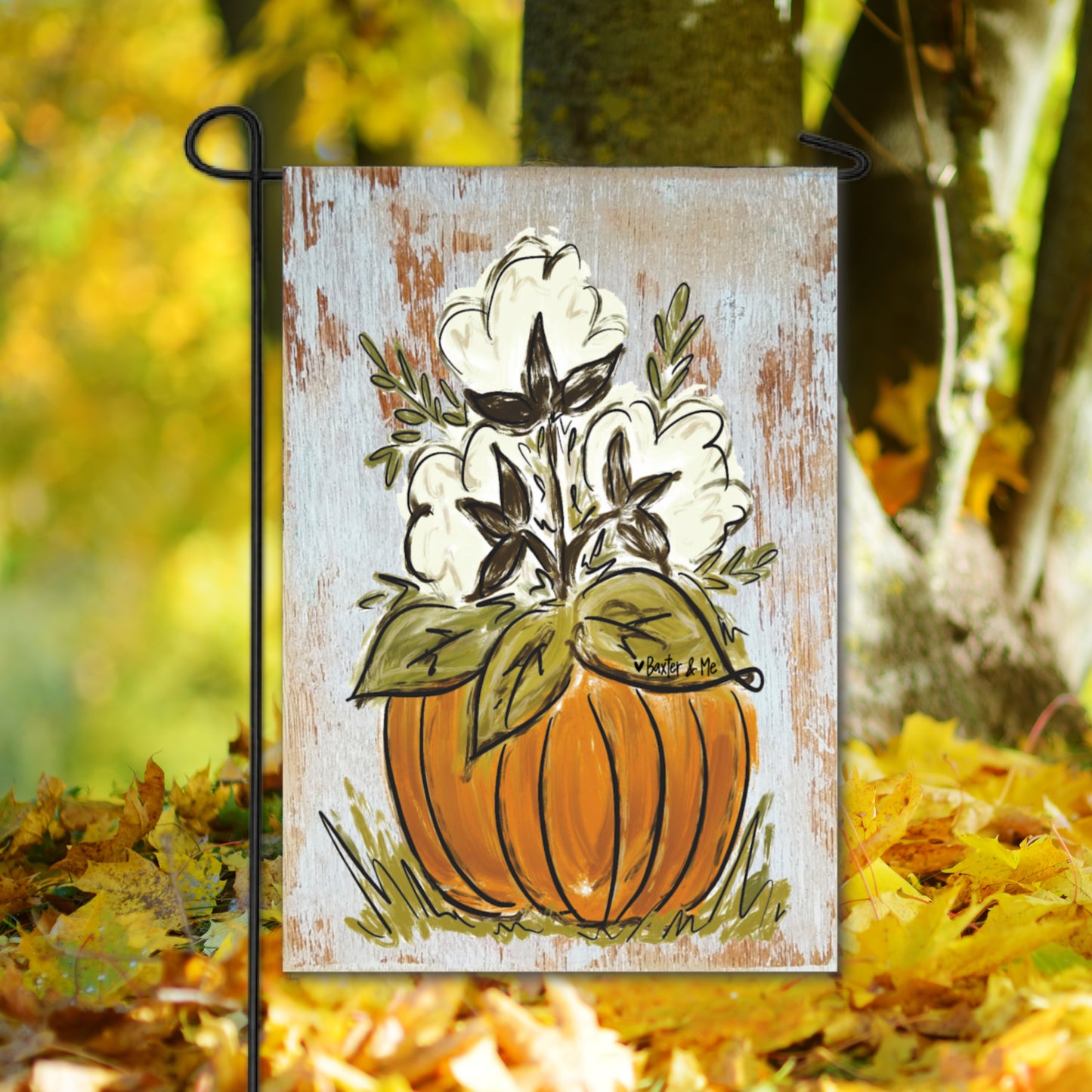 Cotton Pumpkin Garden Flag