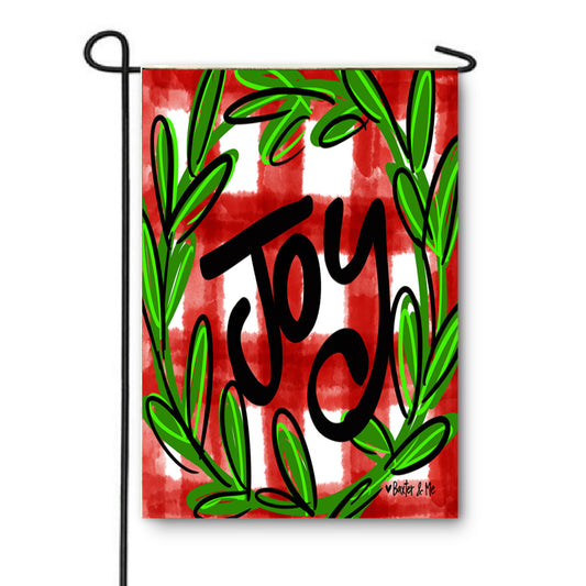Joy Red Buffalo Garden Flag
