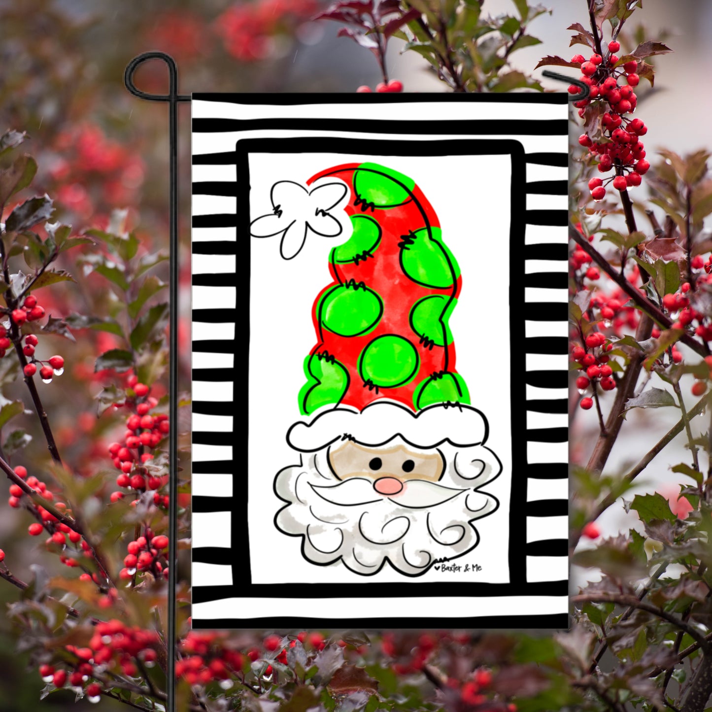 Santa With Tall Hat Garden Flag
