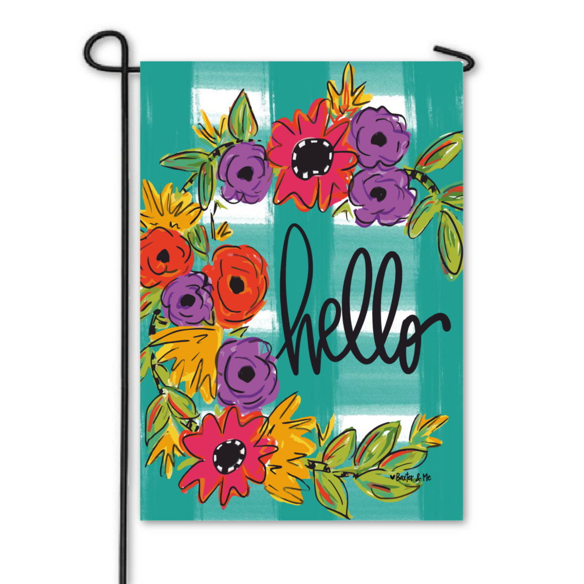 Hello Floral Garden Flag