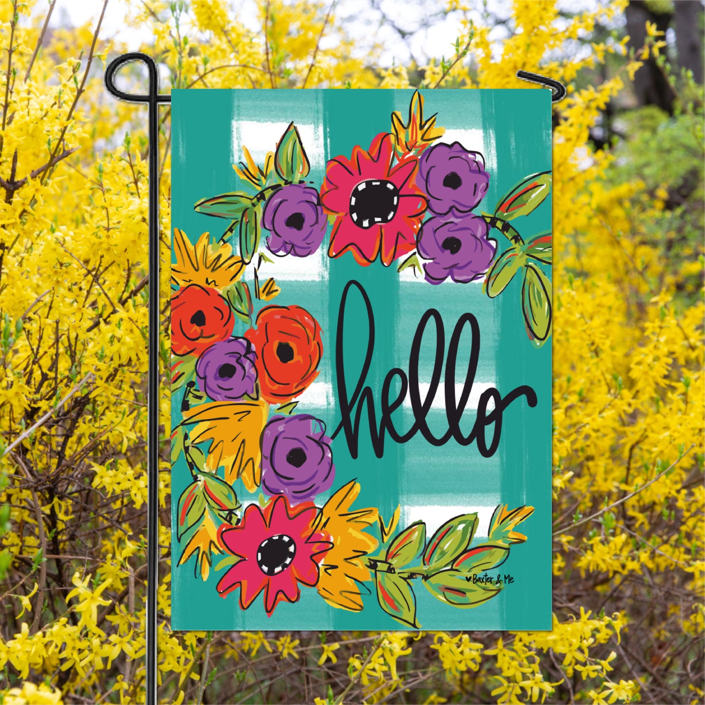 Hello Floral Garden Flag