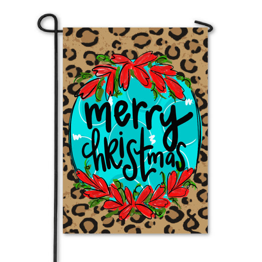 Merry Christmas Cheetah Garden Flag