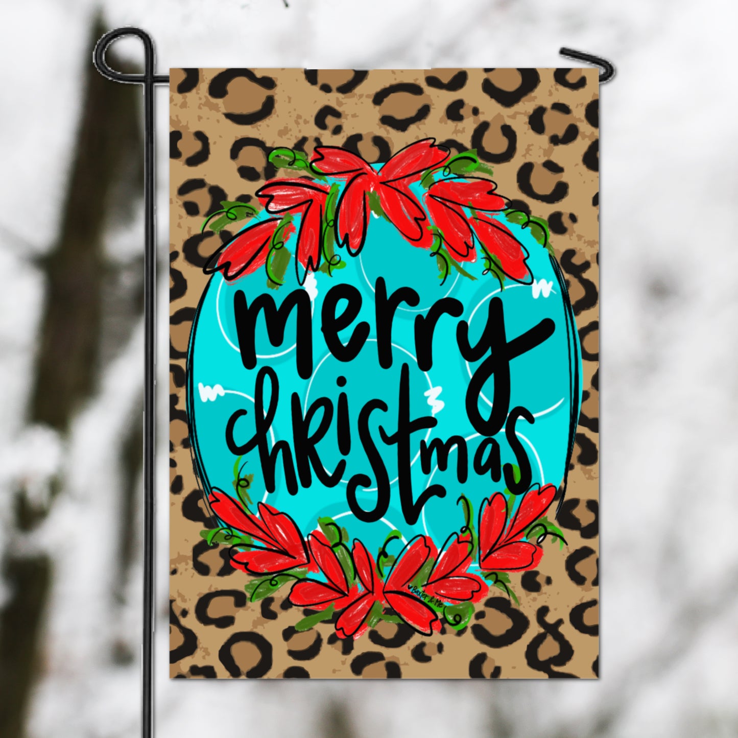 Merry Christmas Cheetah Garden Flag