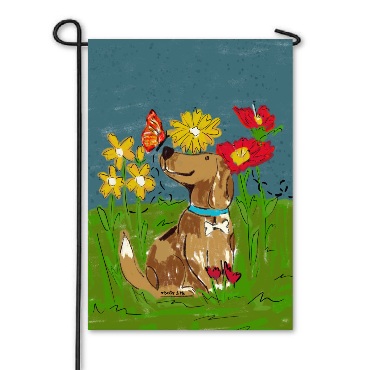Butterfly Dog Garden Flag