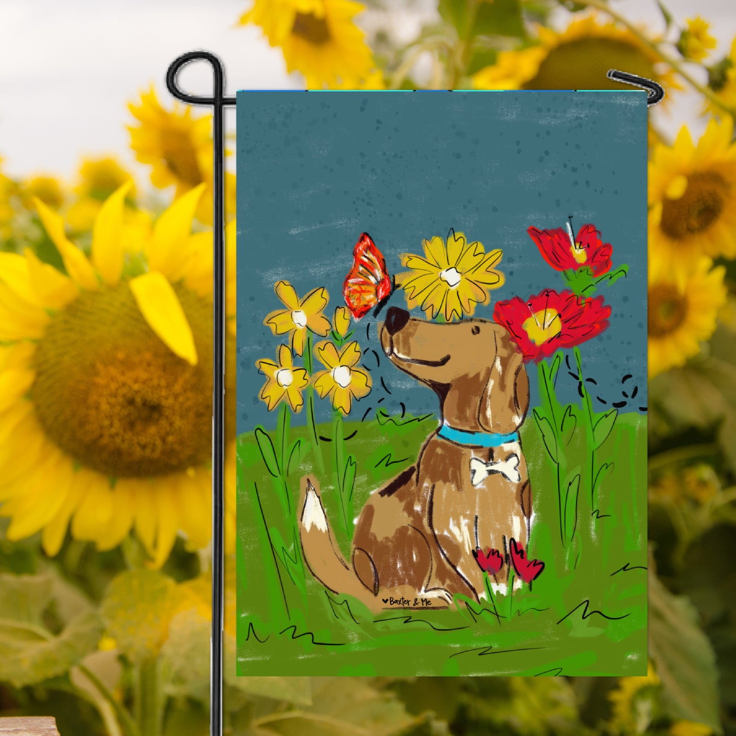 Butterfly Dog Garden Flag