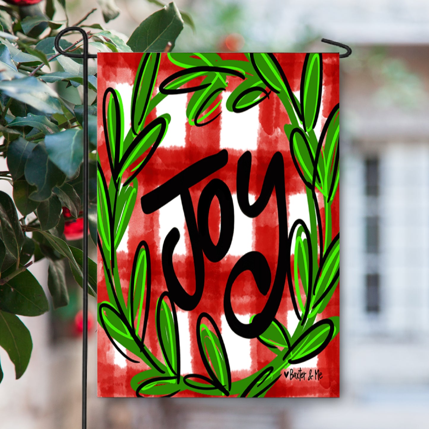 Joy Red Buffalo Garden Flag