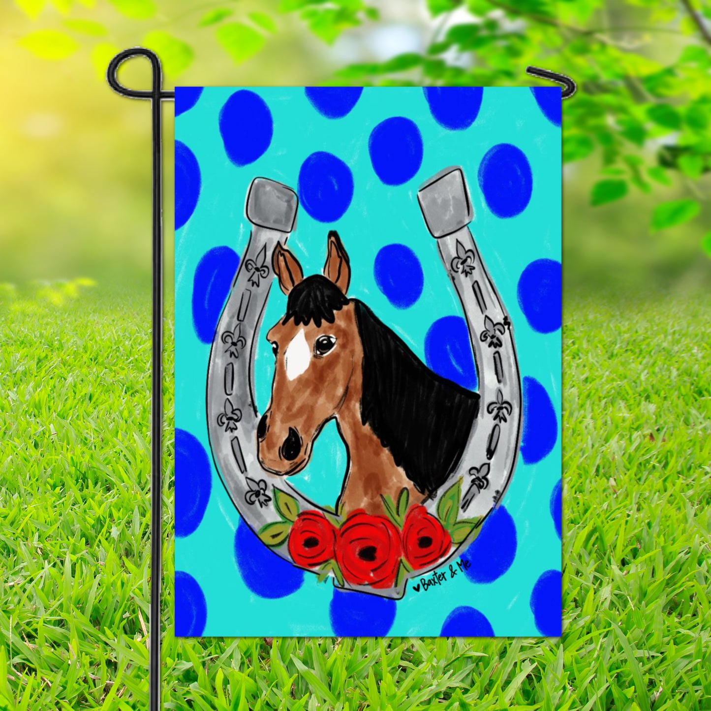 Horse and Horseshoe Garden Flag