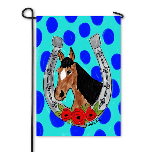 Horse and Horseshoe Garden Flag