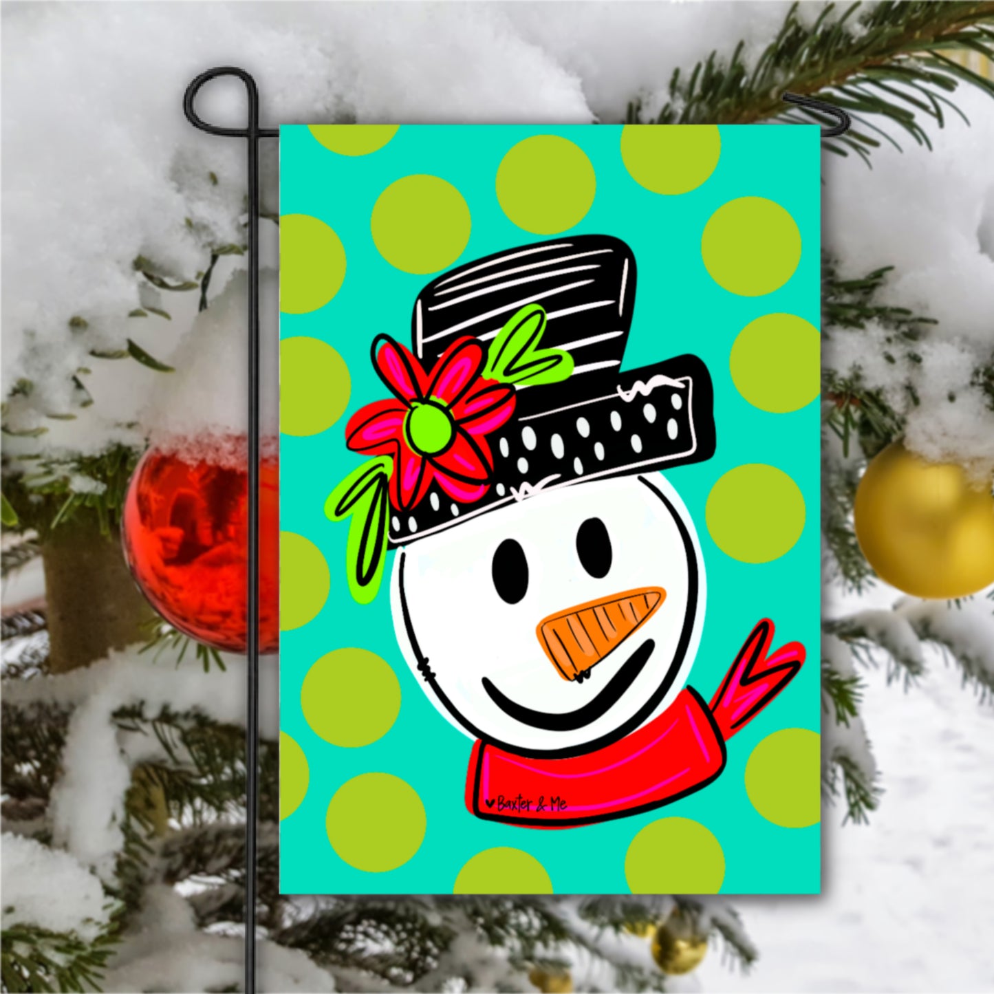 Whimsical Snowman Garden Flag