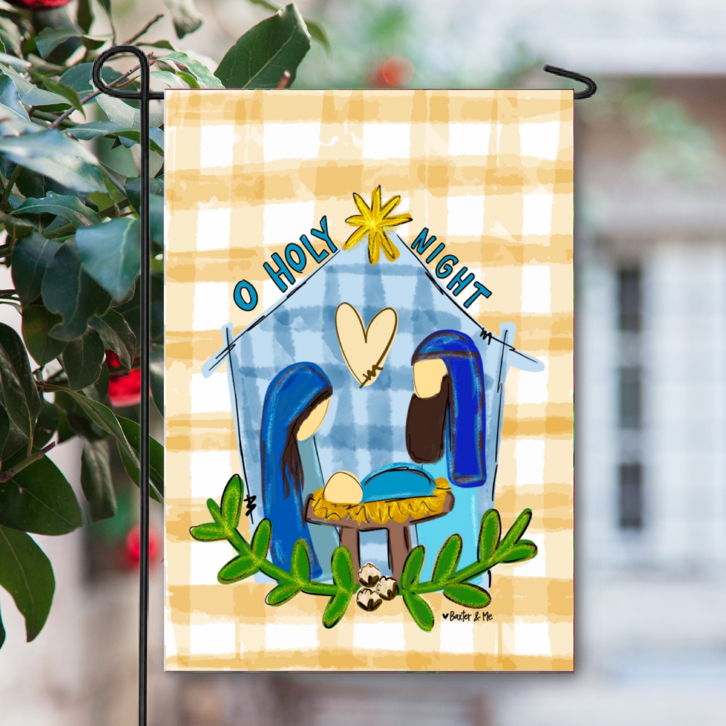 Nativity O Holy Night Cotton Garden Flag