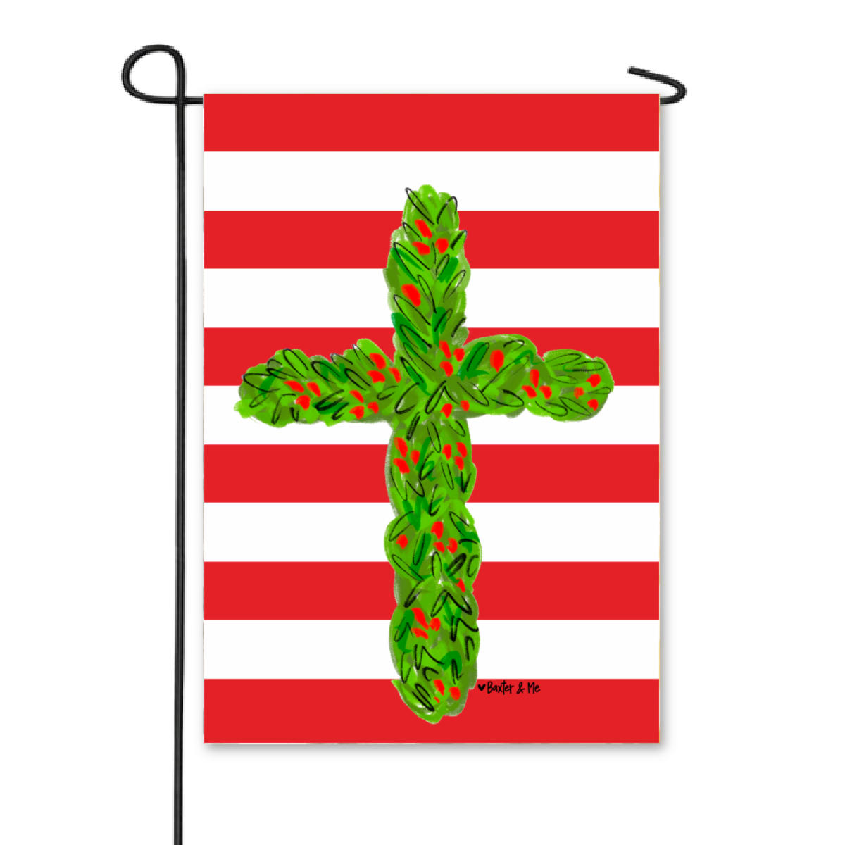 Red White Cross Garden Flag