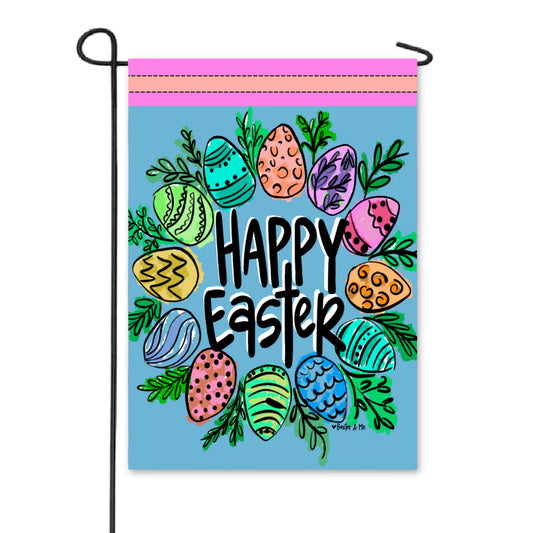 Pastel Easter Wreath Garden Flag