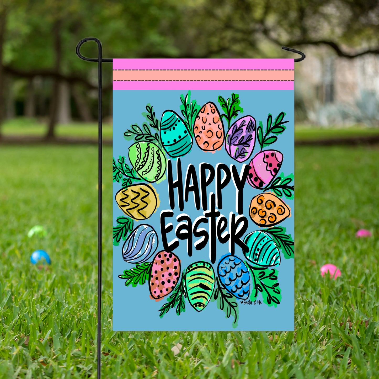 Pastel Easter Wreath Garden Flag
