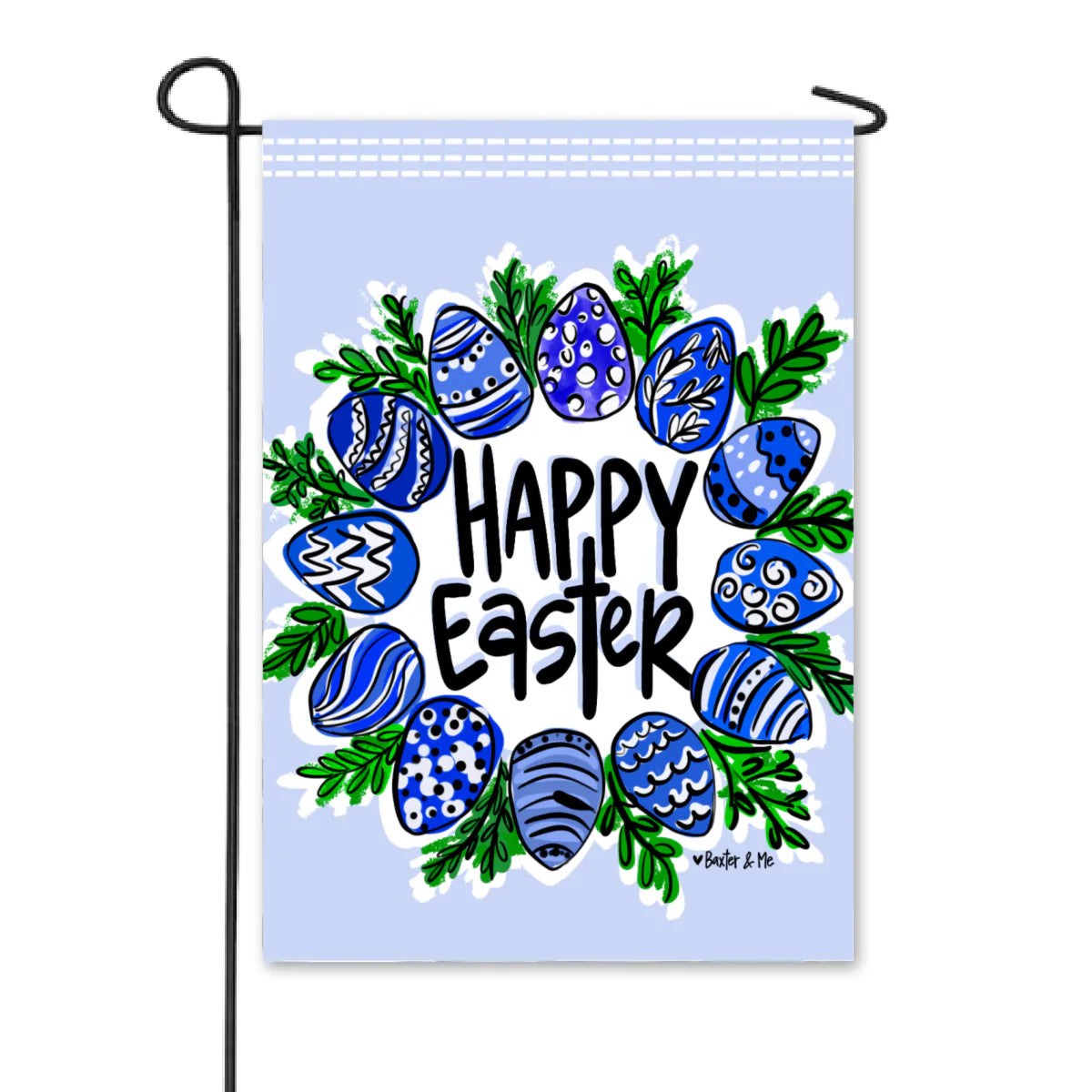 Blue & White Easter Wreath Garden Flag